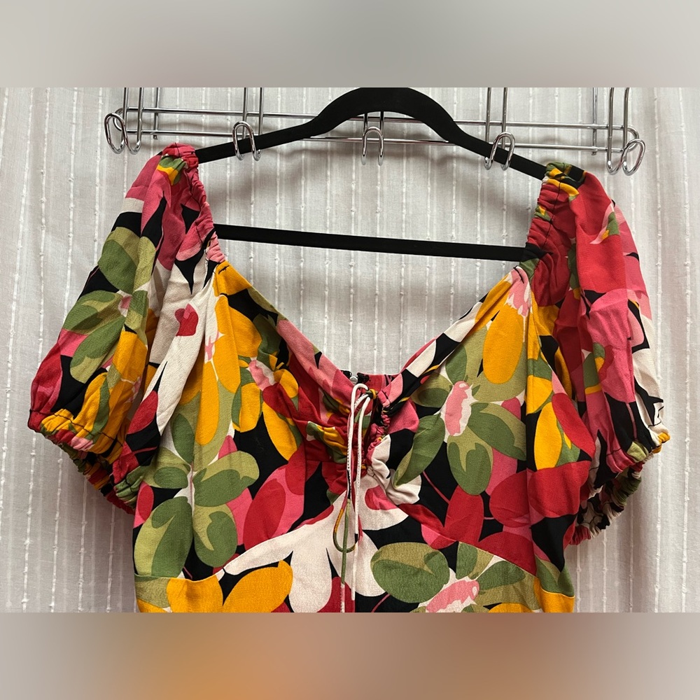 NWT Trashy Diva Puff Sleeve L’ Amour Dress in Flower Power Crepe De Chine Sz 14 - Picture 6 of 9